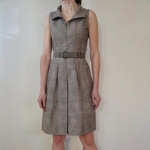 $2690 NEW Akris Punto sleeveless A-Line Belted Cotton Dress, Size 2